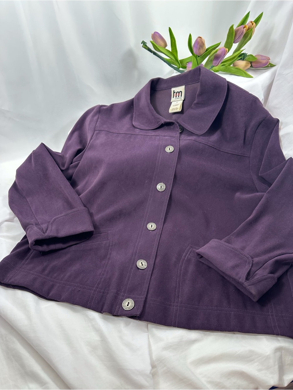 Vintage purple button up front lightweight blazer jacket size 10